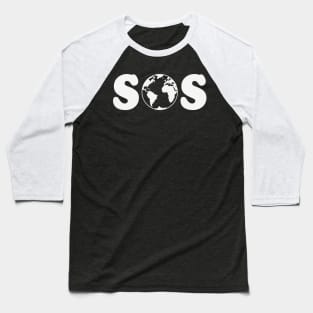 SOS – Earth Overshoot Day / Climate Change (White) Baseball T-Shirt